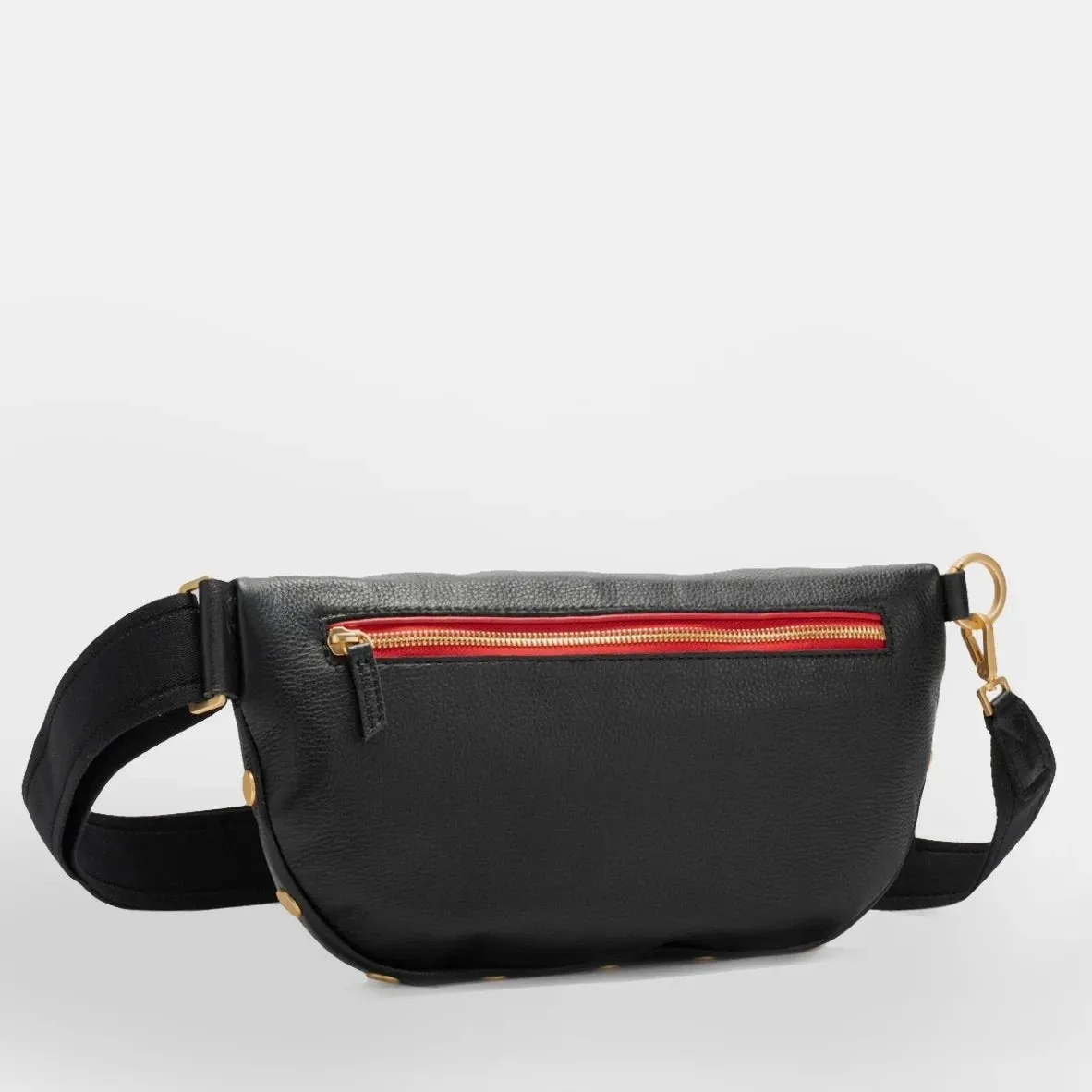 Hammitt: Large Charles Cross Body in Black/Gold/Red