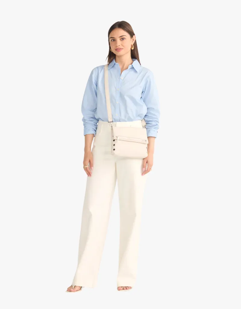 Hammitt VIP Medium Crossbody Clutch in Calla Lily White & Silver