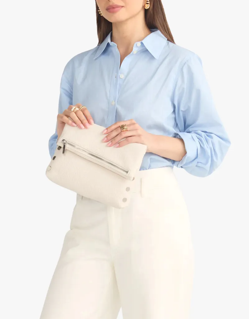 Hammitt VIP Medium Crossbody Clutch in Calla Lily White & Silver