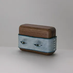 Handmade Blue Leather Coffee Wood AirPods Pro Case with Eyes Custom Leather AirPods Pro Case Airpod Case Cover