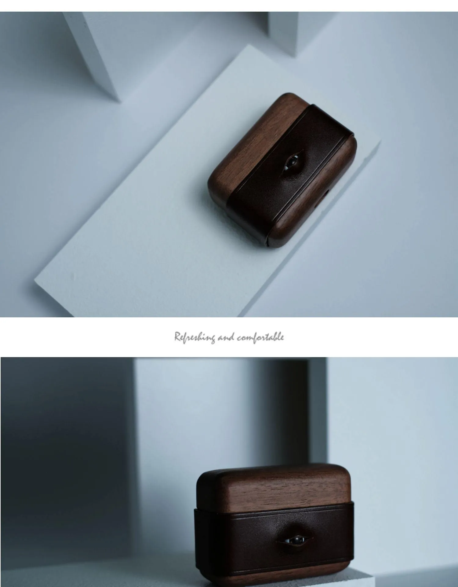 Handmade Coffee Leather Wood AirPods 1,2 Case with Eye Custom Leather AirPods 1,2 Case Airpod Case Cover