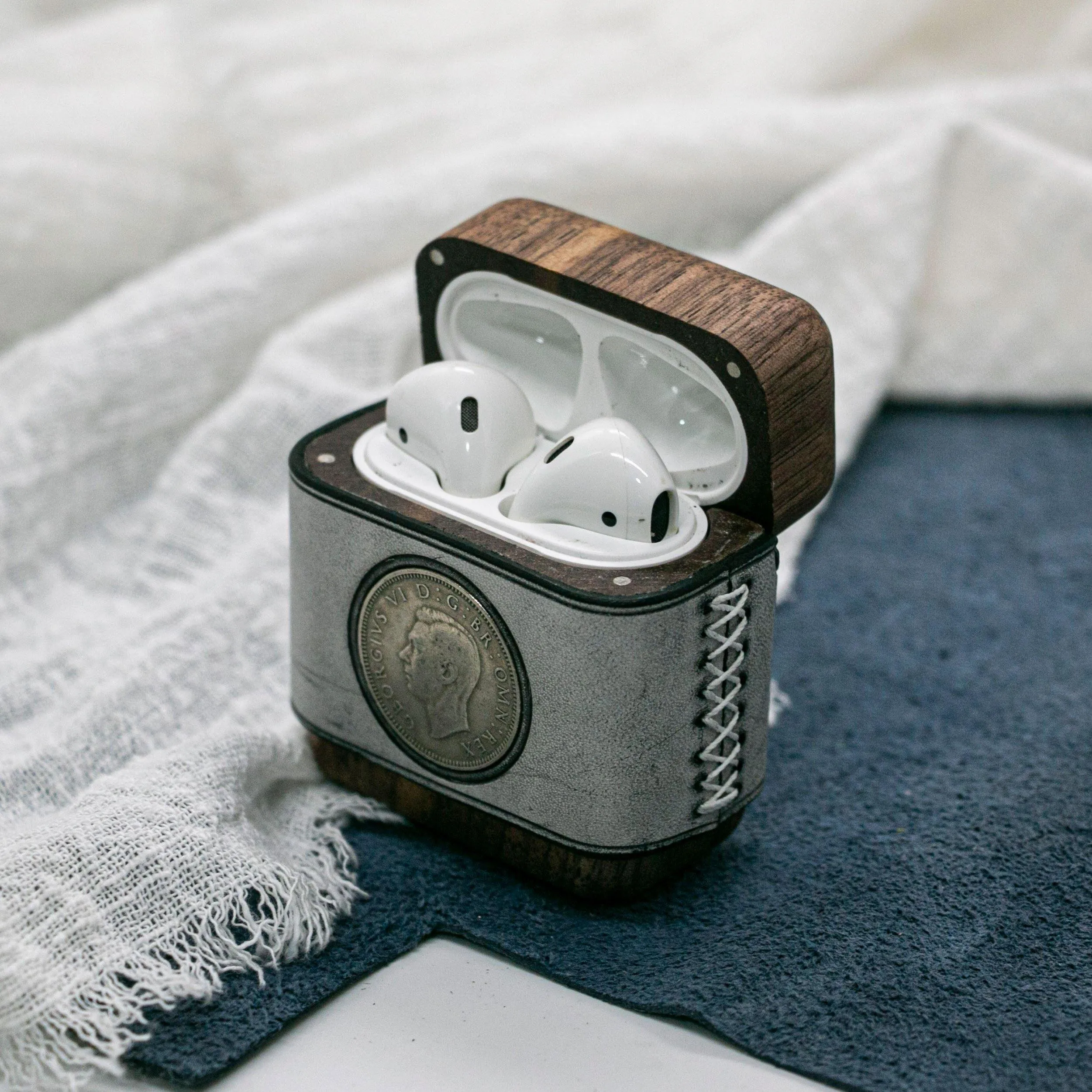 Handmade Leather Wood AirPods Pro Case with Coin Custom Leather AirPods Pro Case Airpod Case Cover