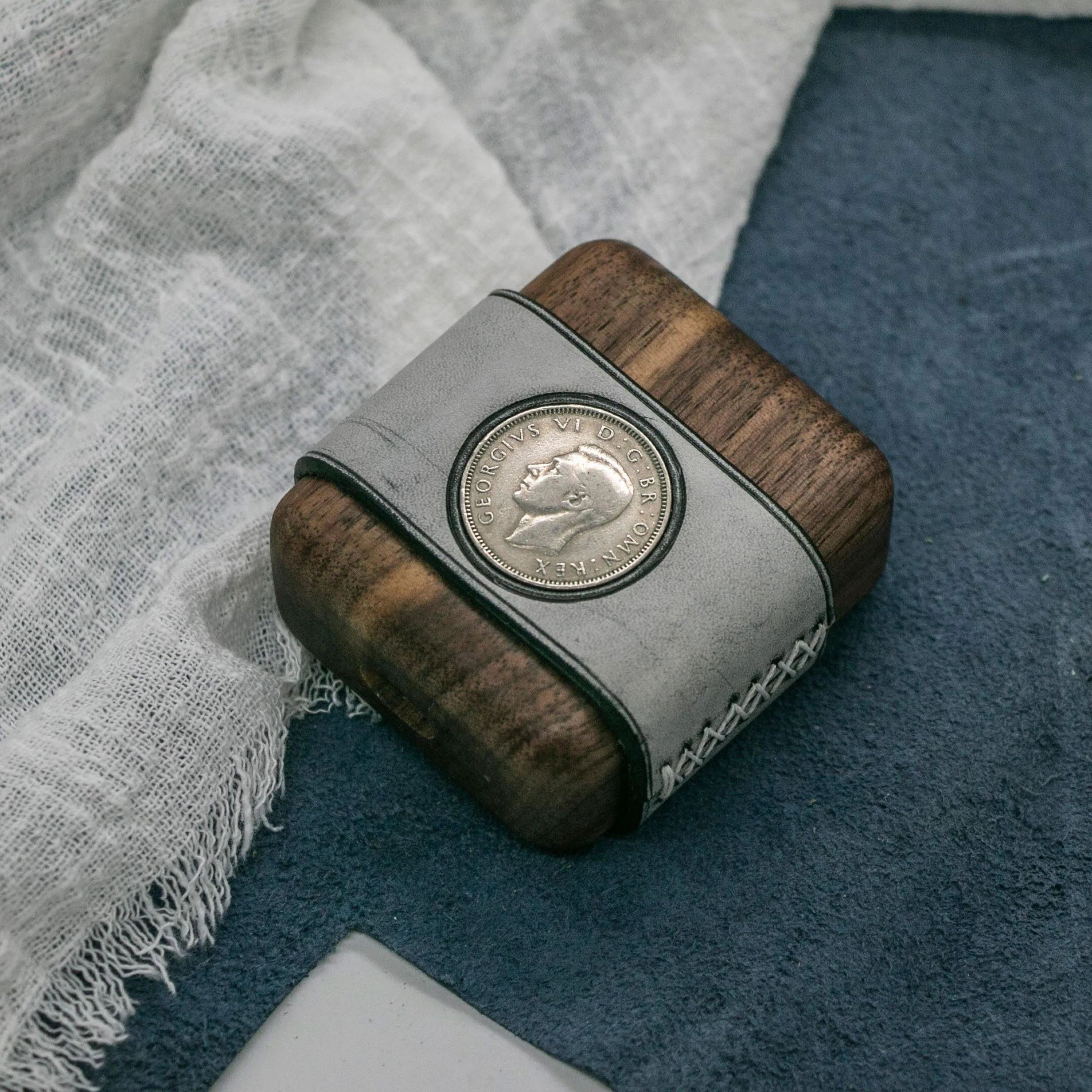 Handmade Leather Wood AirPods Pro Case with Coin Custom Leather AirPods Pro Case Airpod Case Cover