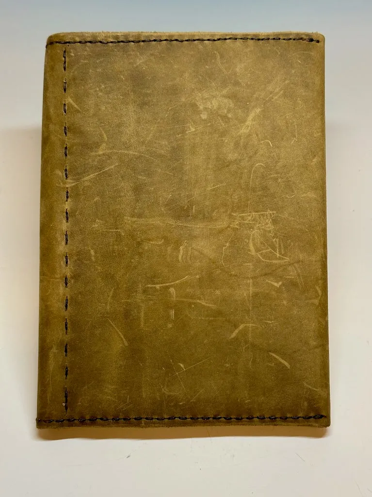 Handmade Small Olive Leather Day Planner with Antler Button PB103