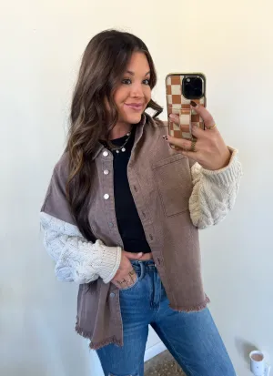 HARD TO LOVE SHACKET-CHOCOLATE & IVORY
