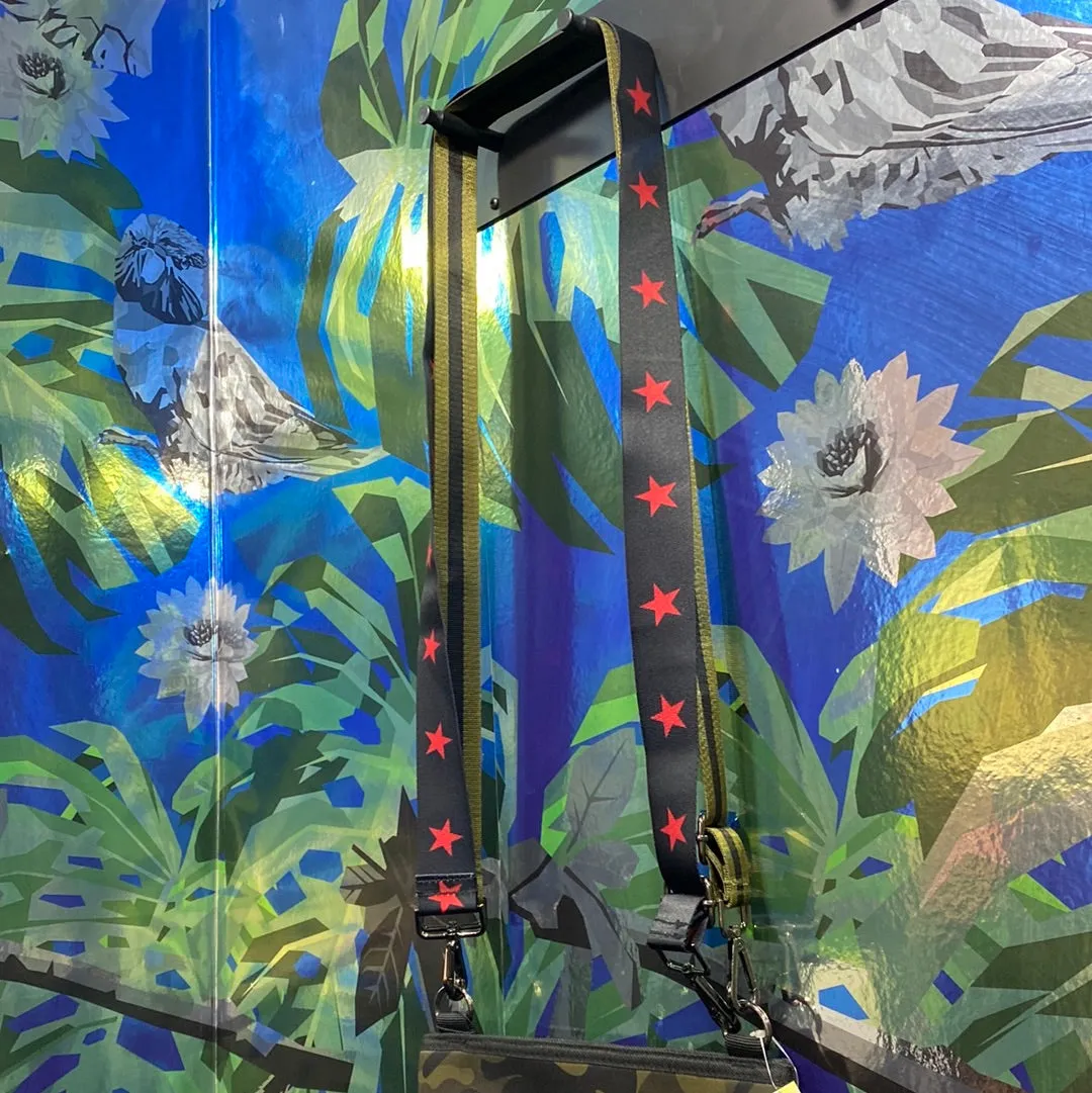 Haute Shore Camo Neoprene Crossbody Bag with Red Star Strap