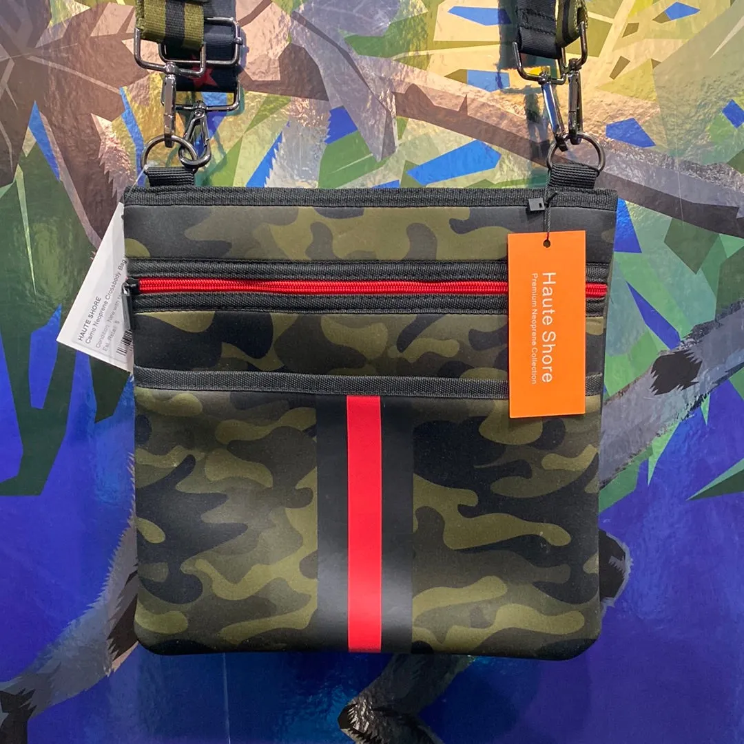 Haute Shore Camo Neoprene Crossbody Bag with Red Star Strap