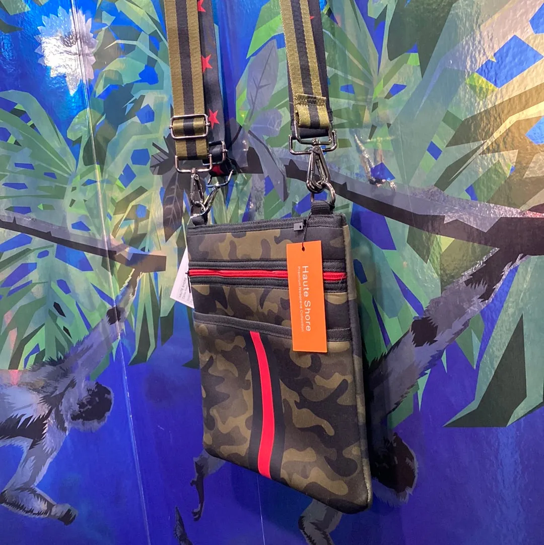 Haute Shore Camo Neoprene Crossbody Bag with Red Star Strap