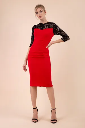 Haversham Contrast Lace Pencil Dress