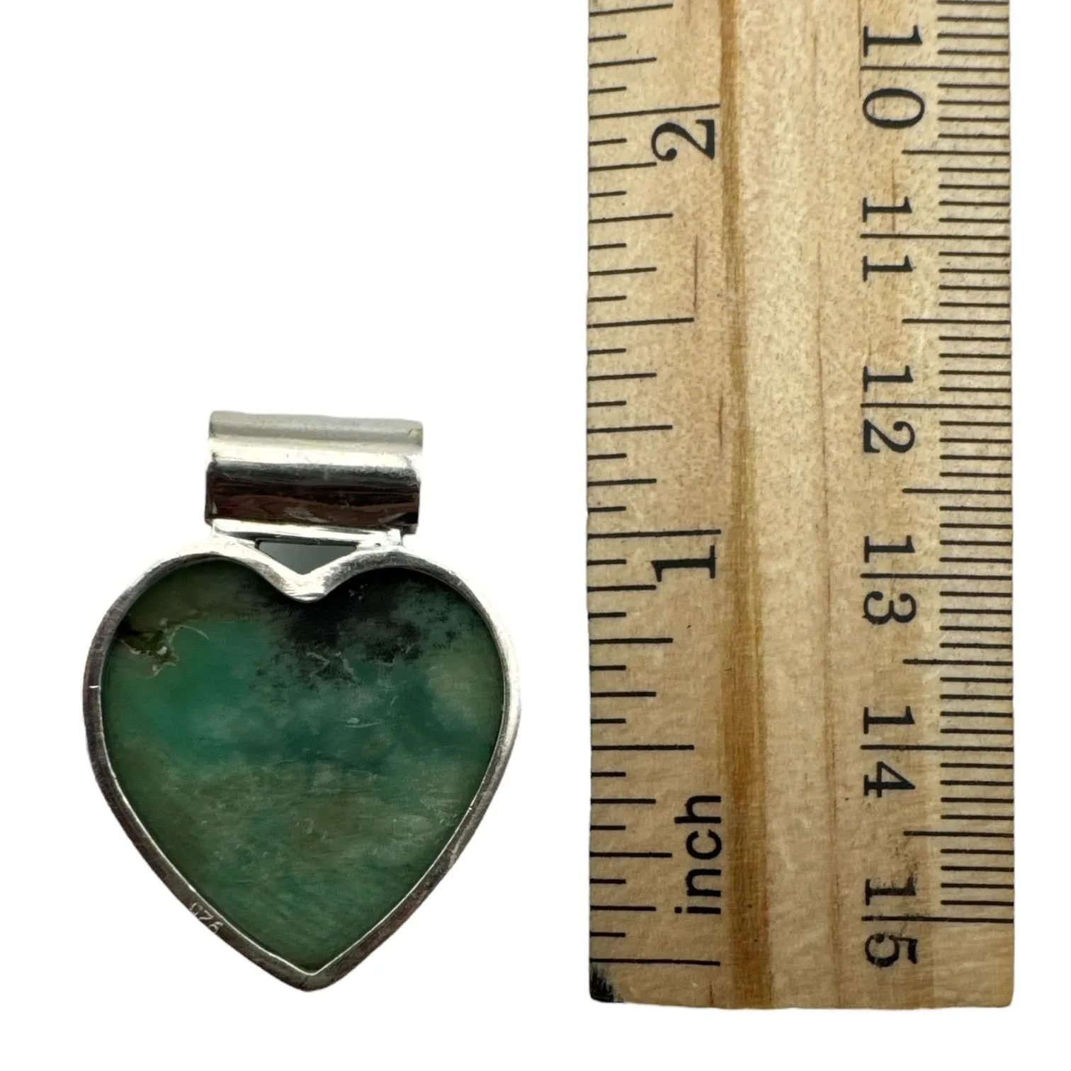 HEART Chrysoprase & Garnet Solid 925 Sterling Silver Pendant