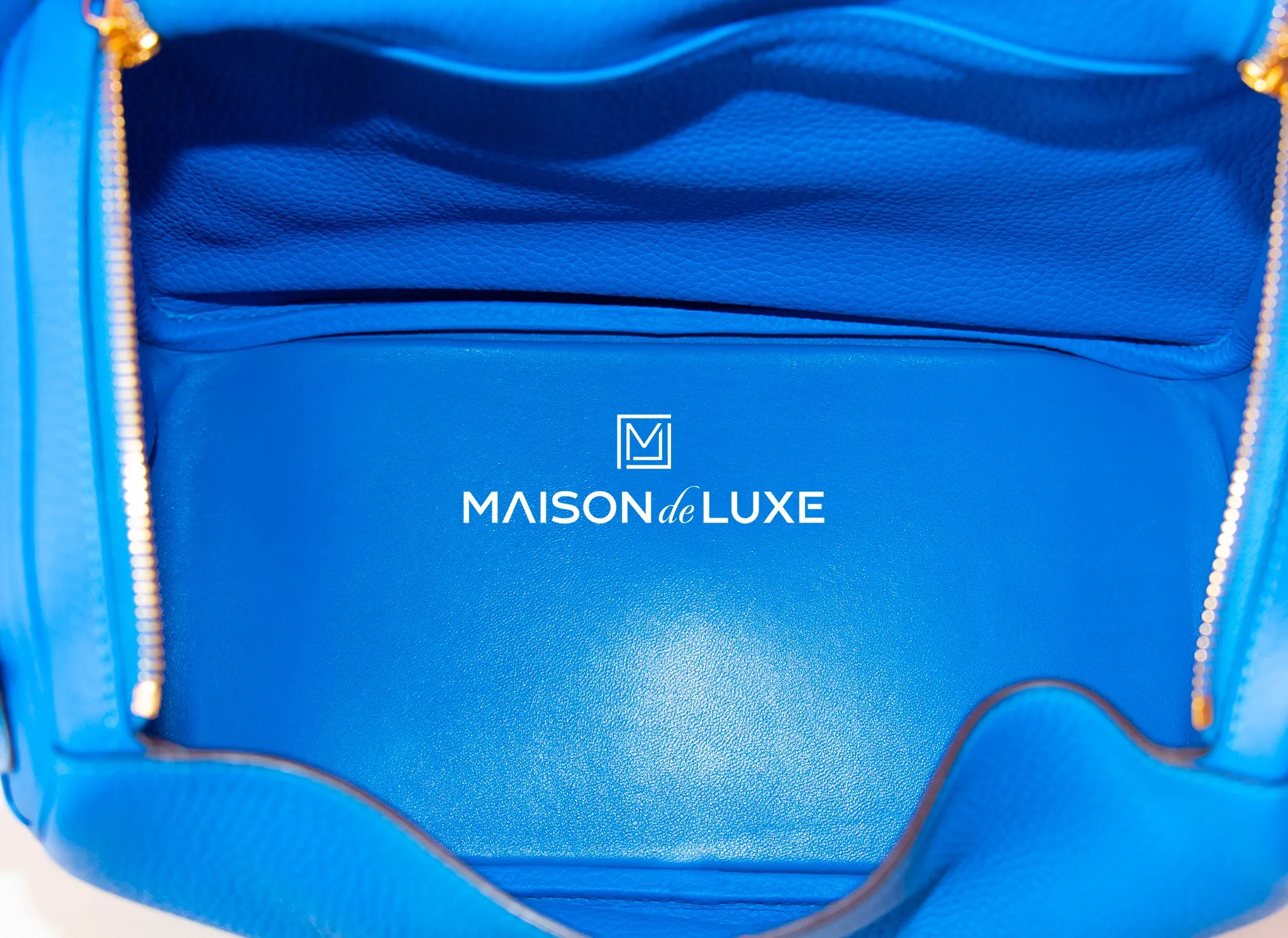 Hermes Blue Hydra Clemence Lindy 30 Handbag