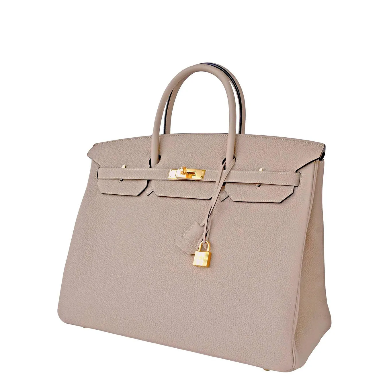 Hermes Gris Tourterelle 40cm Togo Birkin Gold GHW Tote Bag Superb