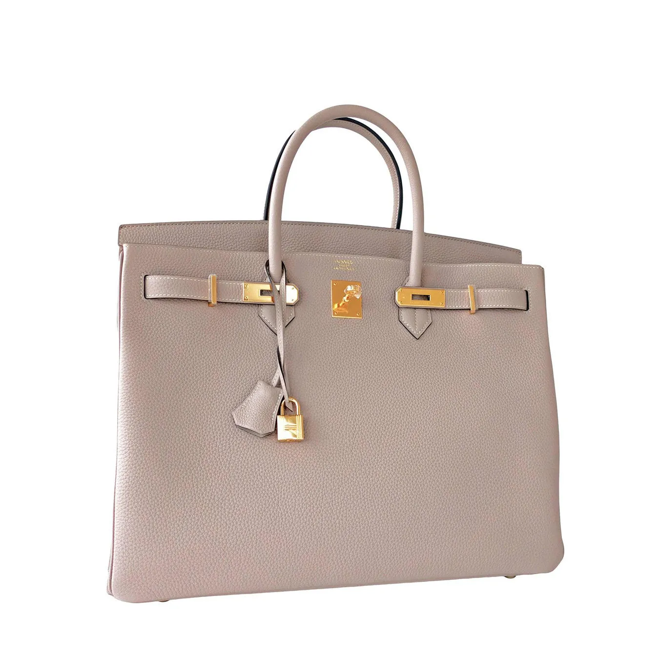 Hermes Gris Tourterelle 40cm Togo Birkin Gold GHW Tote Bag Superb
