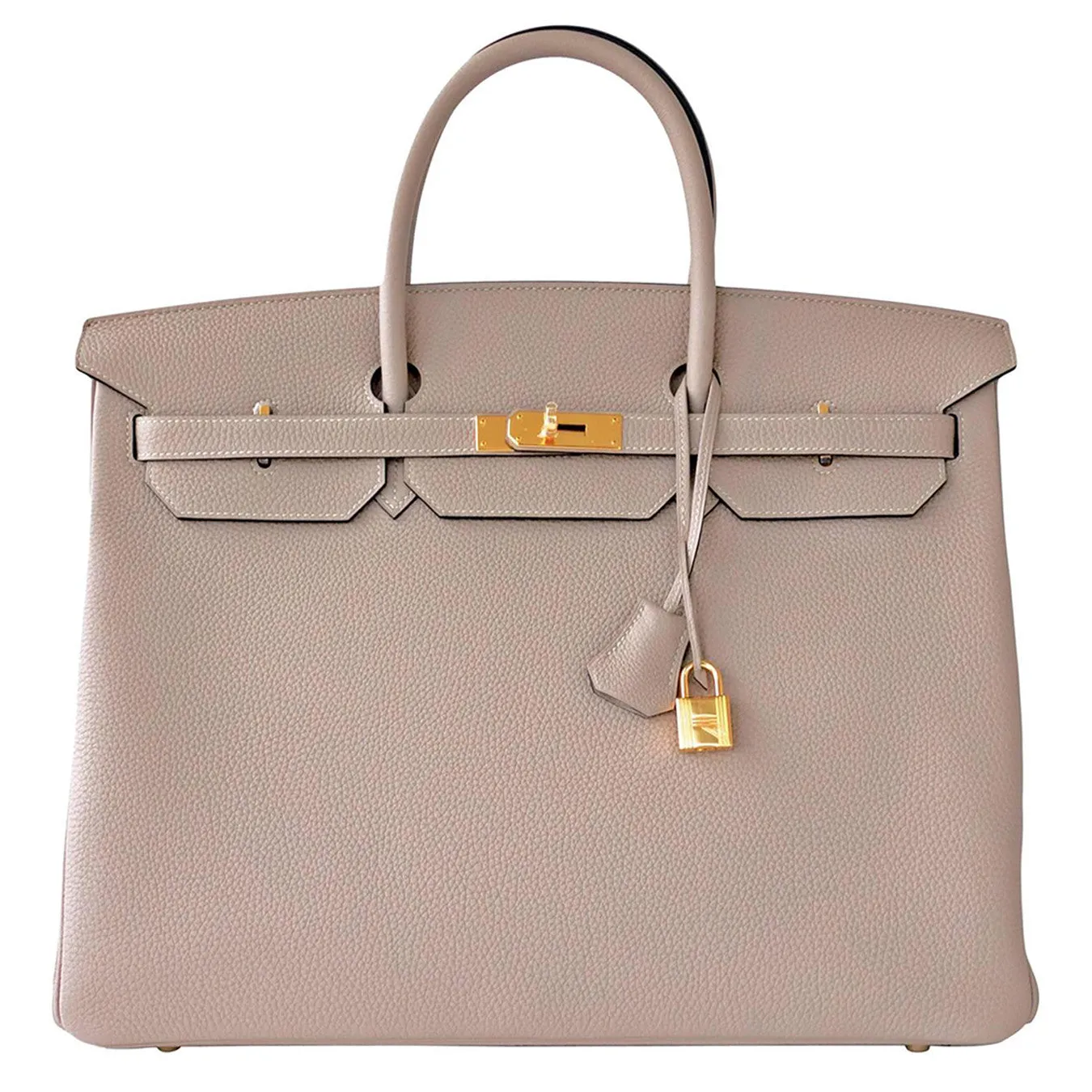 Hermes Gris Tourterelle 40cm Togo Birkin Gold GHW Tote Bag Superb