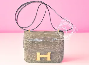 Hermes Gris Tourterelle Crocodile Constance Mini 18/19 Handbag