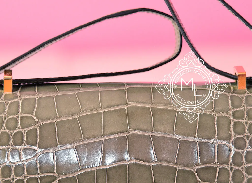 Hermes Gris Tourterelle Crocodile Constance Mini 18/19 Handbag