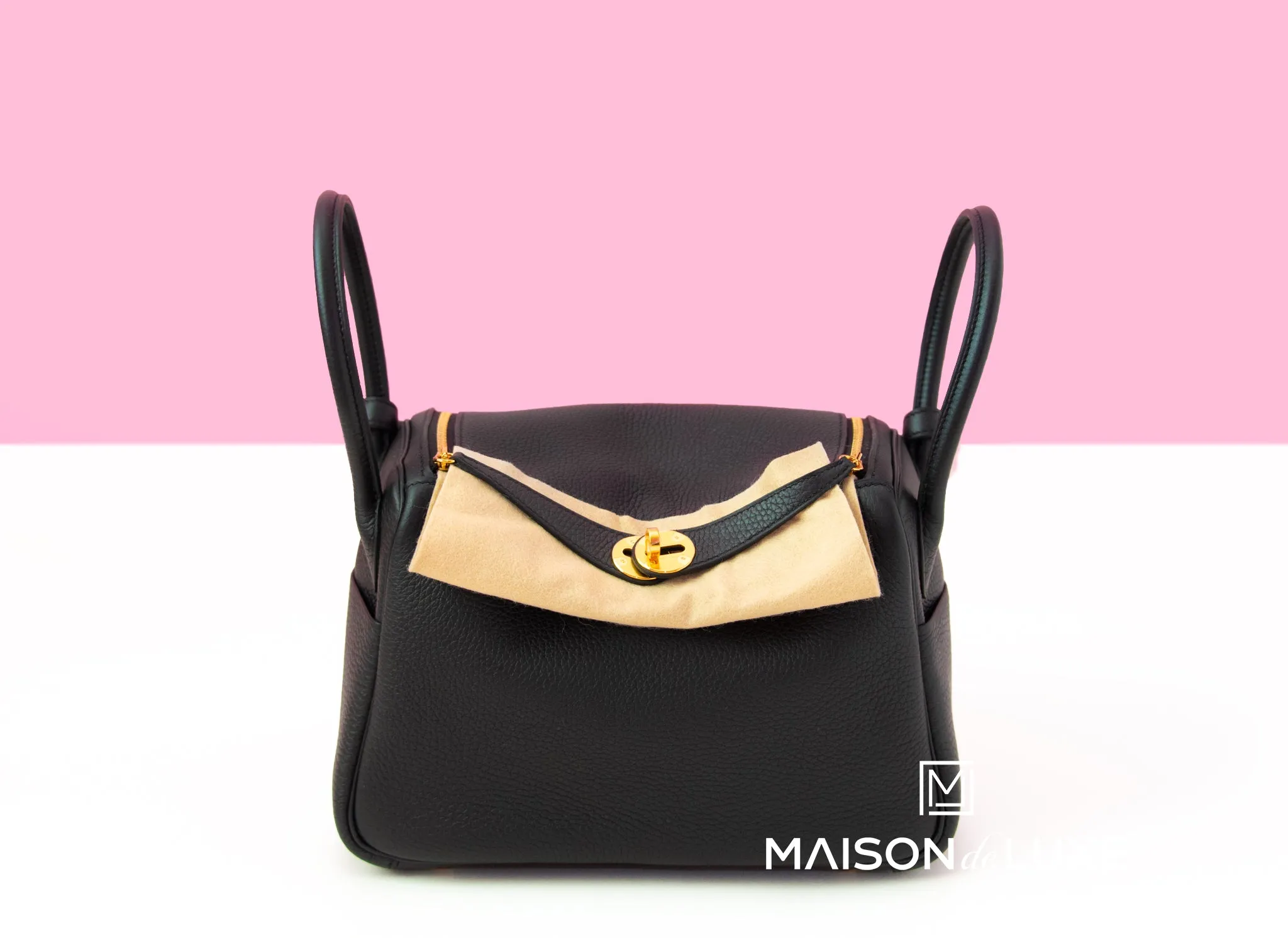 Hermes Lindy 26 Black Clemence Handbag