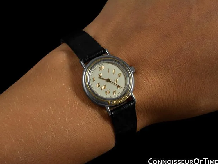 Hermes Meteore Ladies Watch - Stainless Steel & Solid 18K Gold