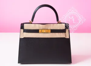 Hermes Noir Black GHW Sellier Epsom Kelly 28 Handbag
