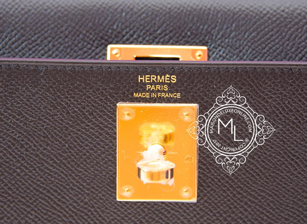 Hermes Noir Black GHW Sellier Epsom Kelly 28 Handbag