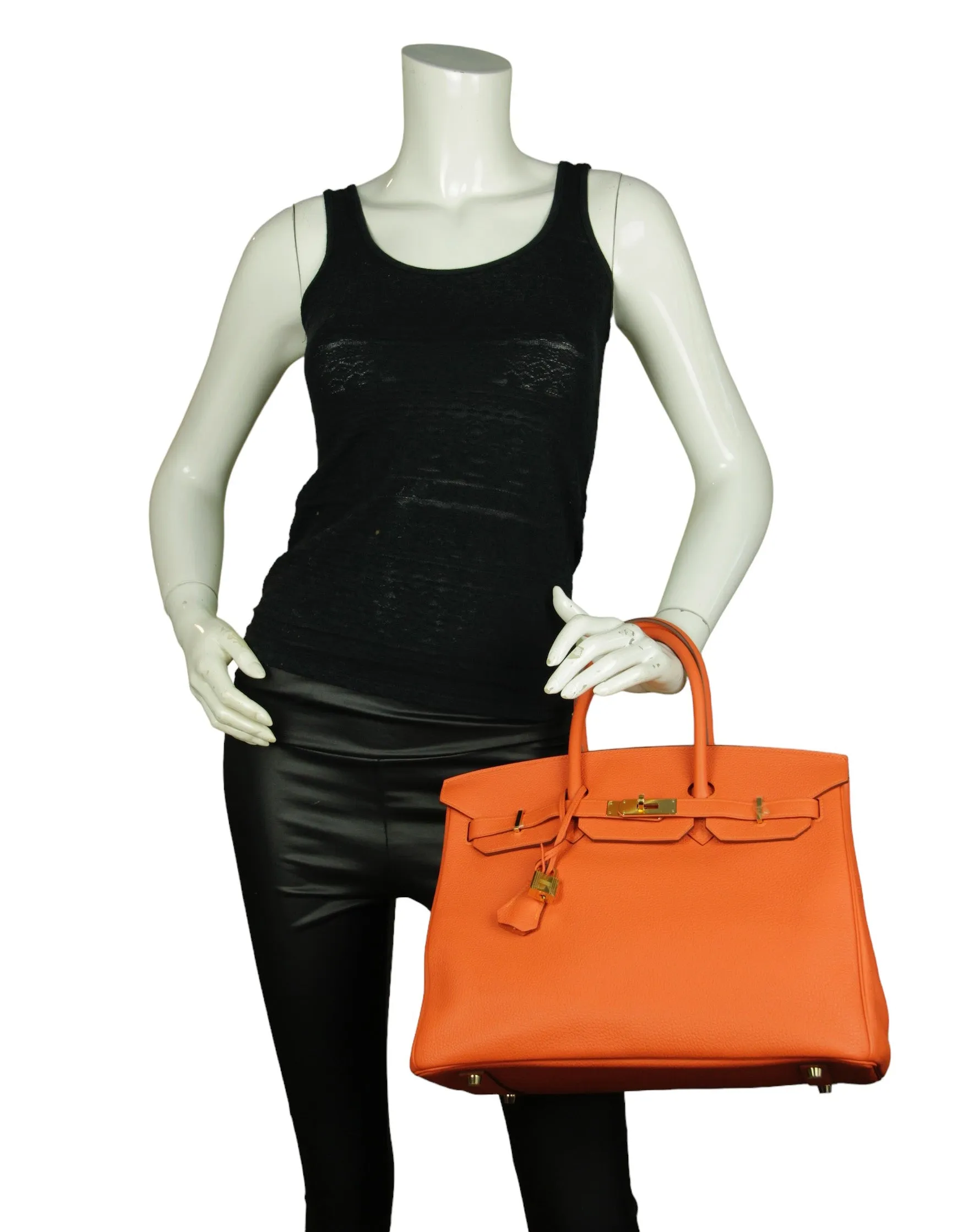 Hermes Orange Togo Leather 35cm Birkin Bag