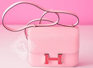 Hermes Rose Sakura Bougainvillea Lizard Constance Mini 18/19 Handbag