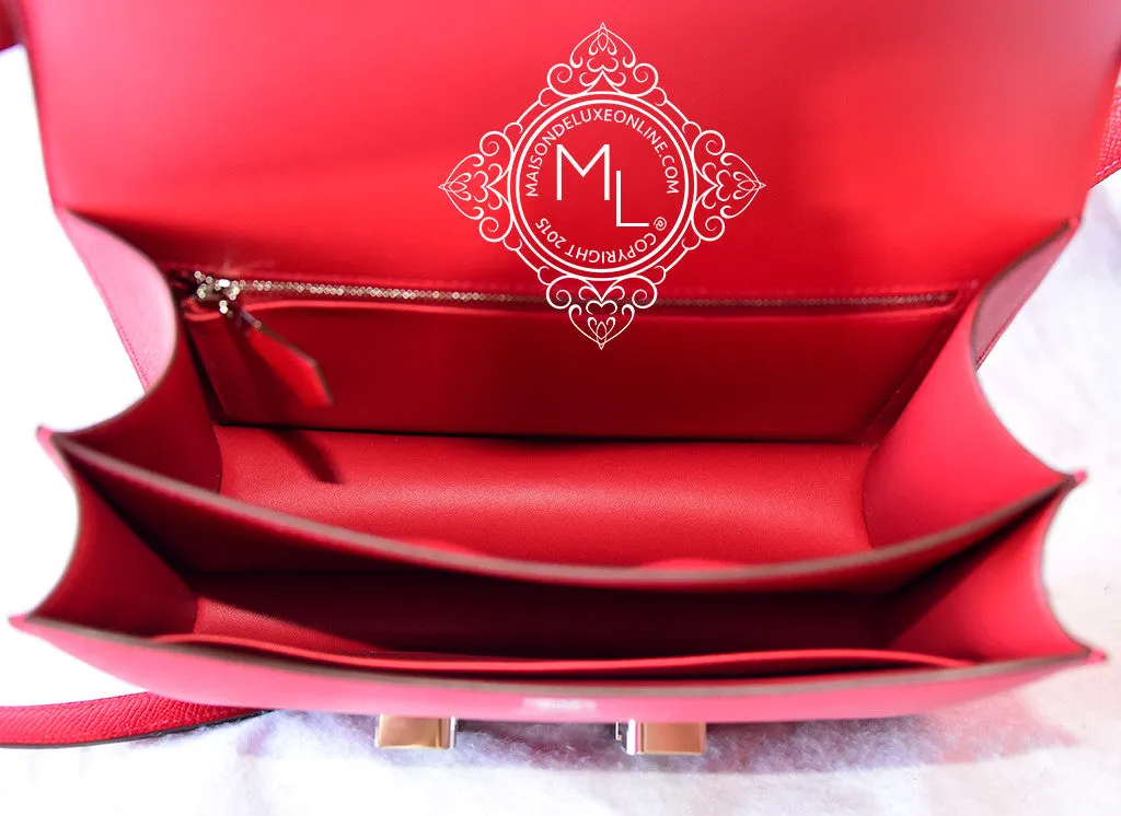 Hermes Rouge Casaque Red Epsom Constance MM 24/25 Handbag