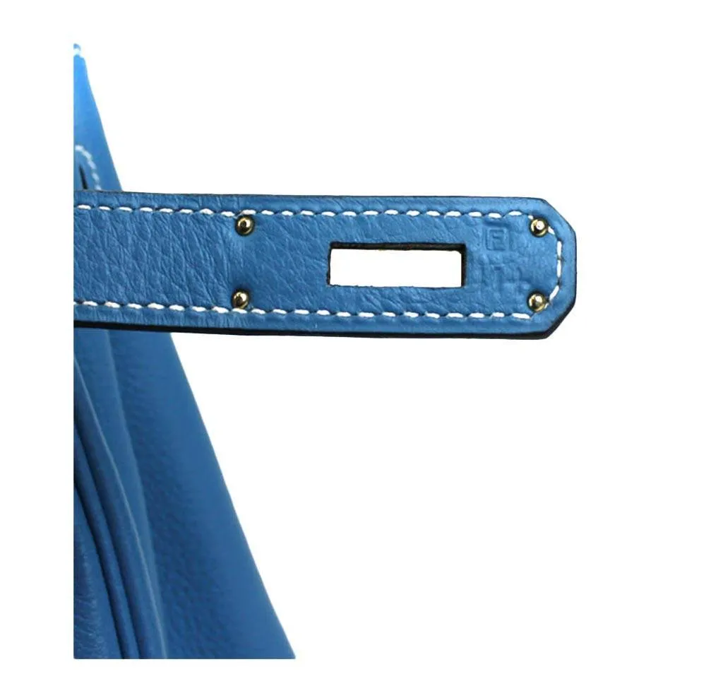 Hermès Kelly 32 Blue Jean Bag PHW