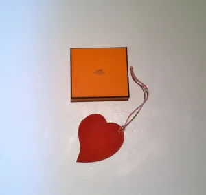 Hermès Petit H Leather Heart Charm with Silk Cord Bag Charm Large