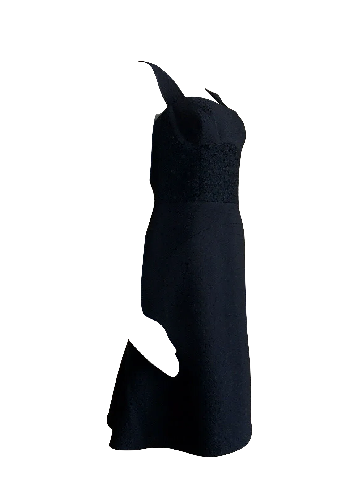 Iceberg Italy. Black Wool Corset Cocktail Dress