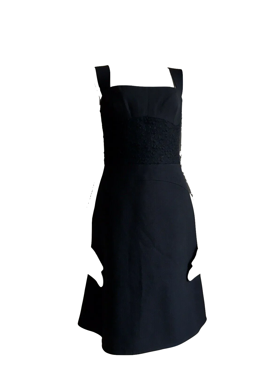Iceberg Italy. Black Wool Corset Cocktail Dress