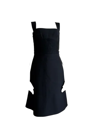 Iceberg Italy. Black Wool Corset Cocktail Dress