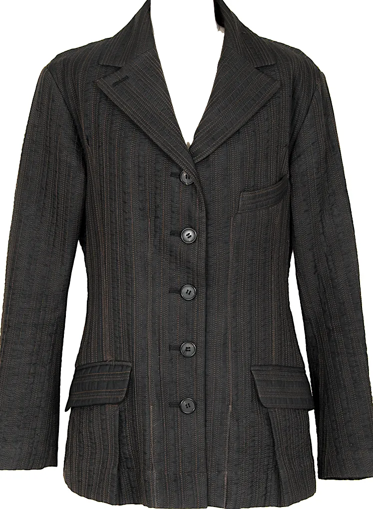 ISSEY MIYAKE JAPAN. Black Stitch Stripe Padding Jacket Black