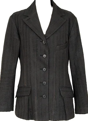 ISSEY MIYAKE JAPAN. Black Stitch Stripe Padding Jacket Black