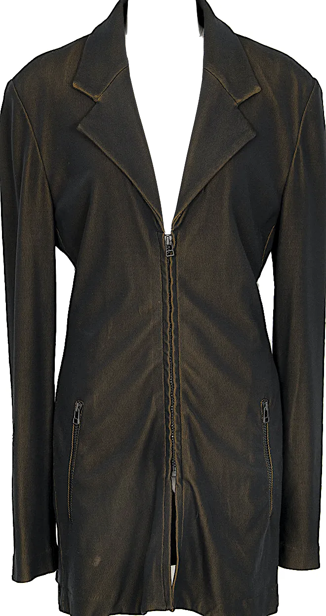 ISSEY MIYAKE Japan. Black/Khaki-Green Tinted Jersey Zip Jacket