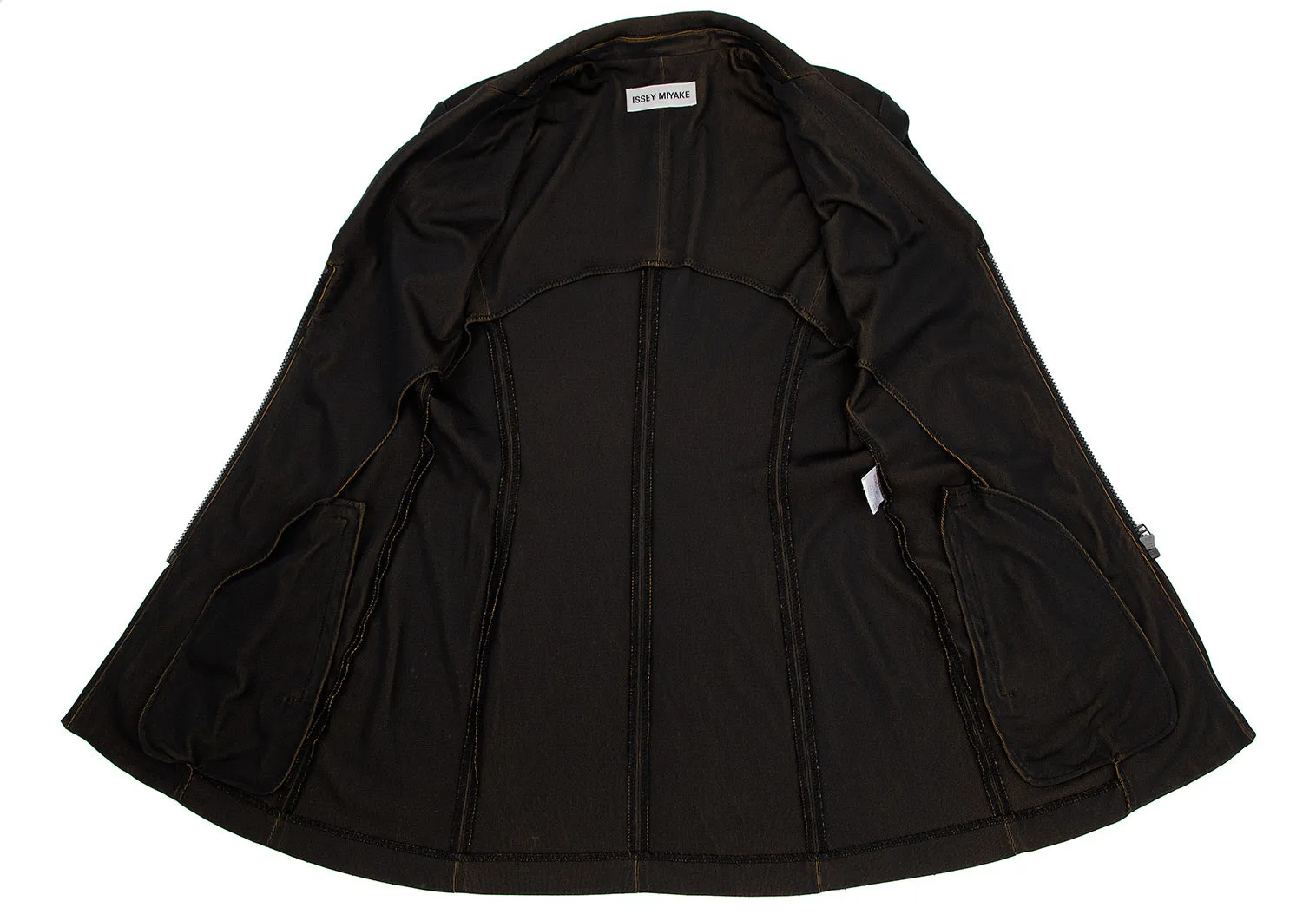 ISSEY MIYAKE Japan. Black/Khaki-Green Tinted Jersey Zip Jacket