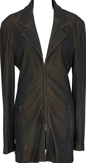 ISSEY MIYAKE Japan. Black/Khaki-Green Tinted Jersey Zip Jacket
