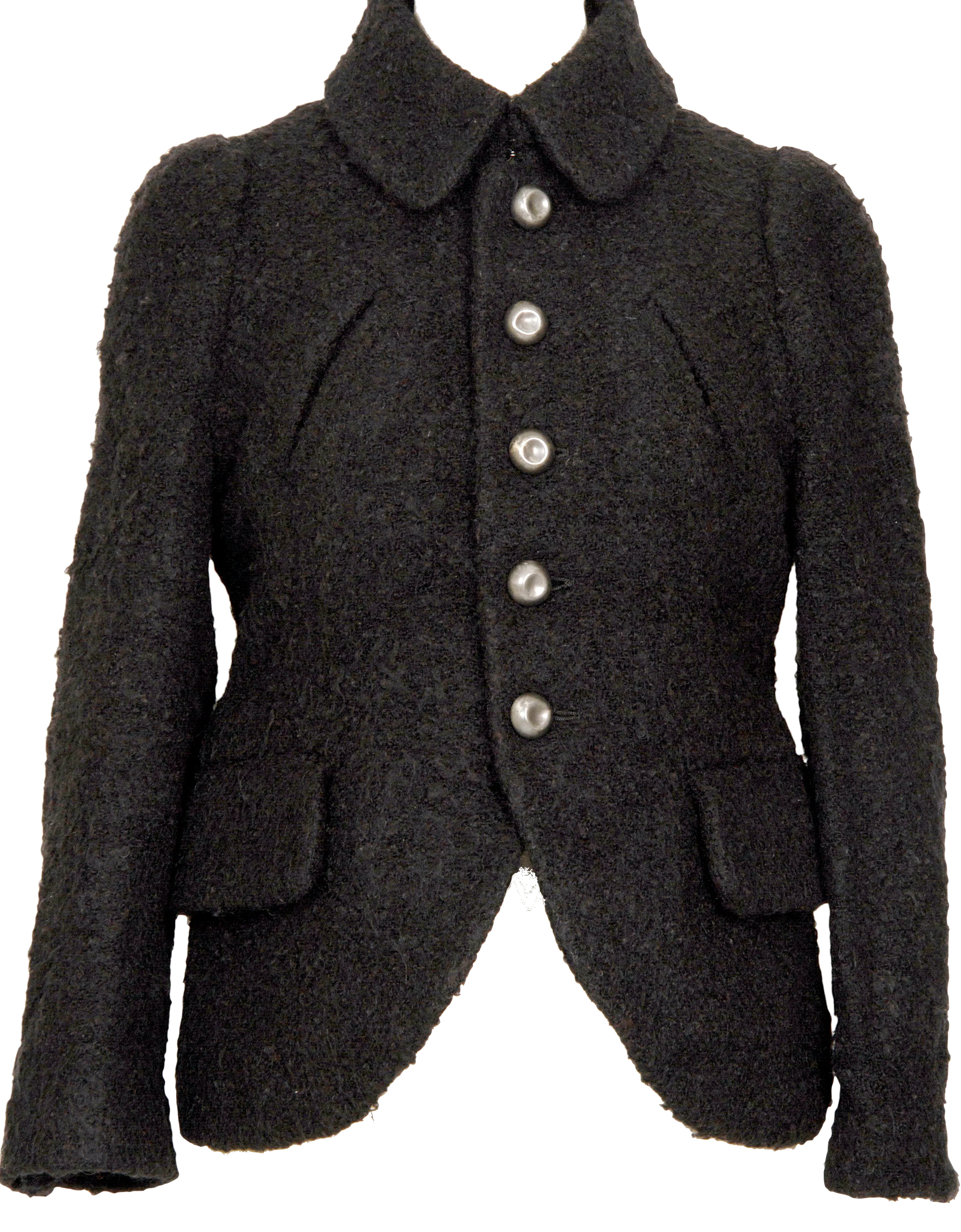 ISSEY MIYAKE JAPAN. Sunaokuwahara Metal Button Black Wool Knit Jacket