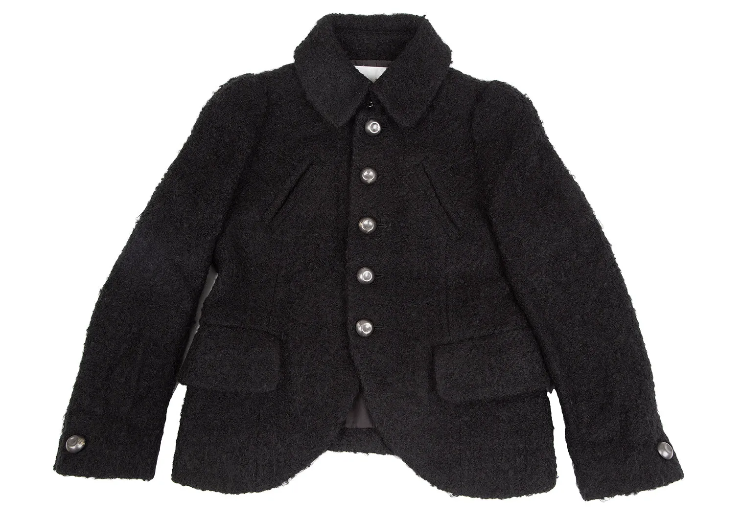 ISSEY MIYAKE JAPAN. Sunaokuwahara Metal Button Black Wool Knit Jacket