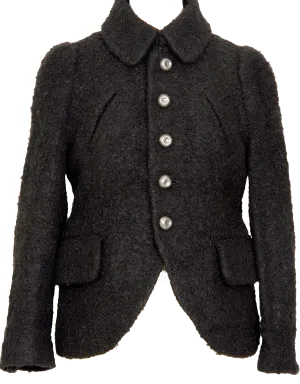ISSEY MIYAKE JAPAN. Sunaokuwahara Metal Button Black Wool Knit Jacket