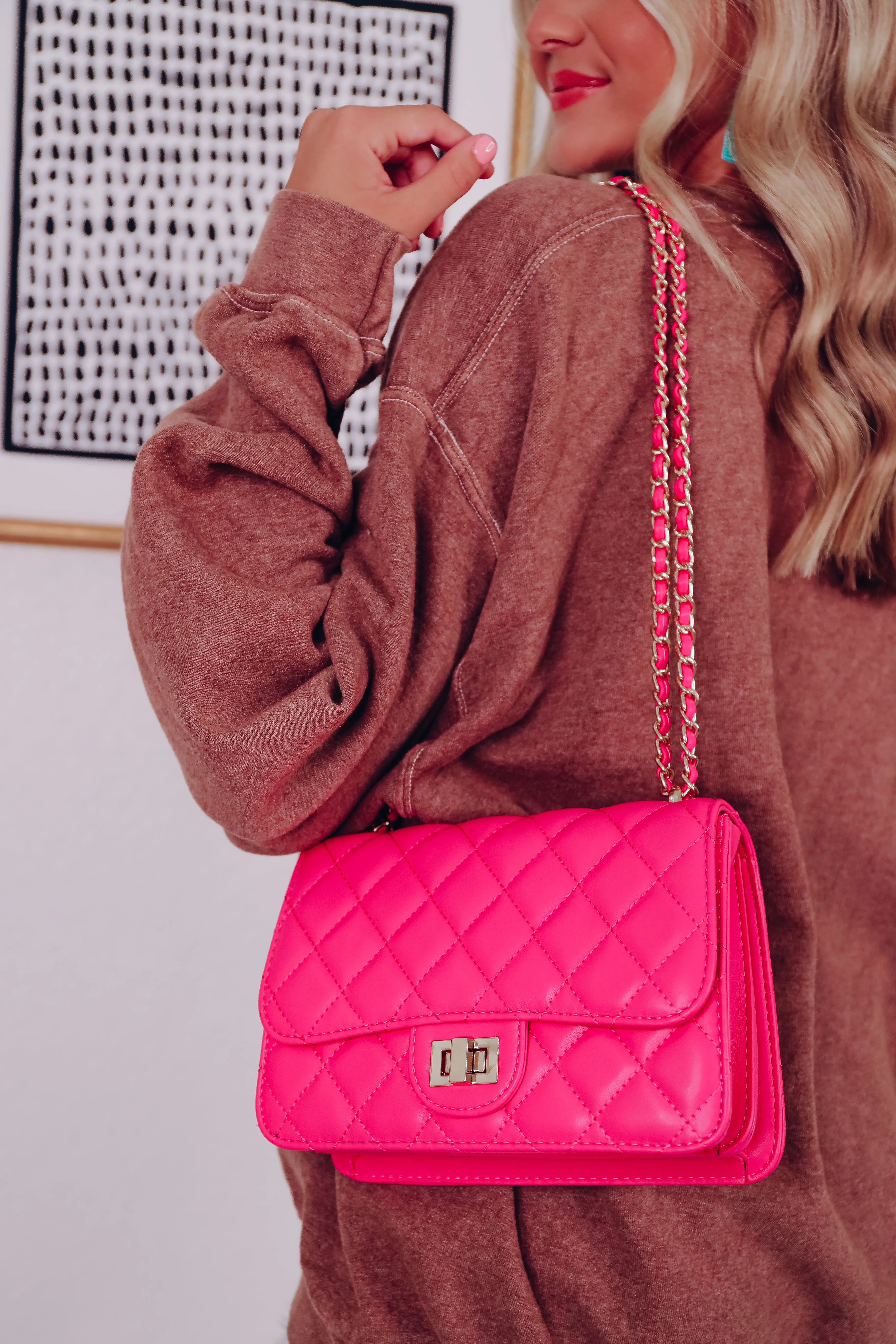 It's Perfect Quilted Crossbody Purse - Pink
