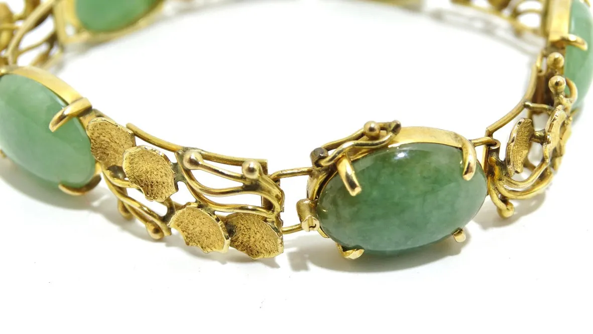 Jade 14k Gold Ornate Bracelet