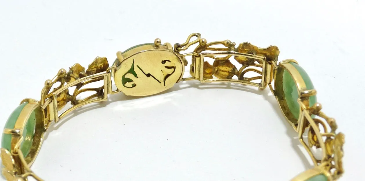 Jade 14k Gold Ornate Bracelet