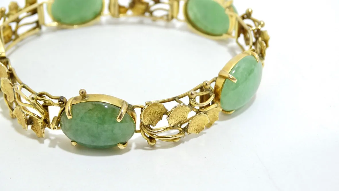 Jade 14k Gold Ornate Bracelet