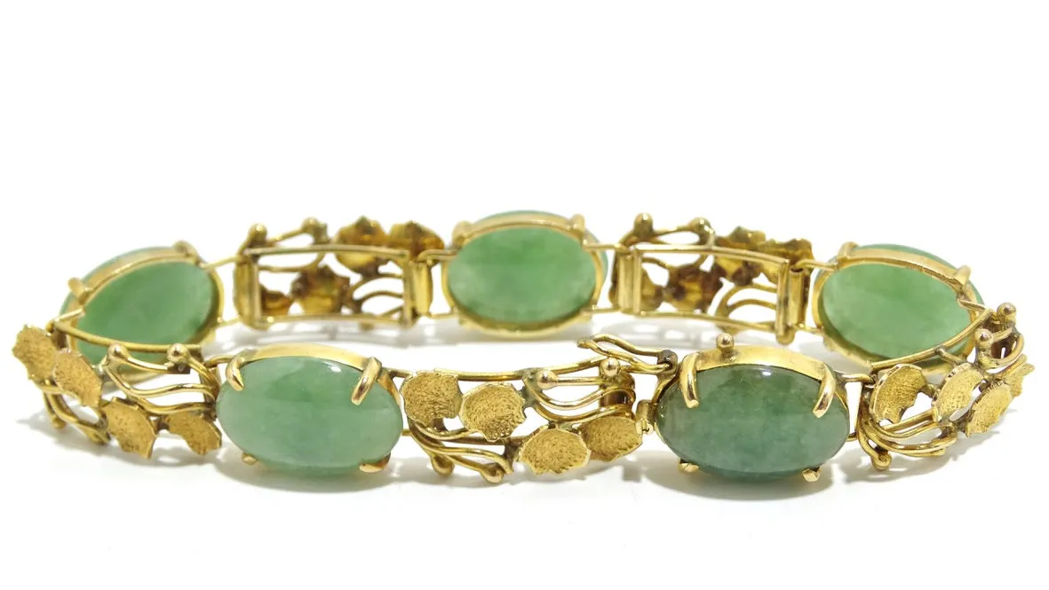 Jade 14k Gold Ornate Bracelet