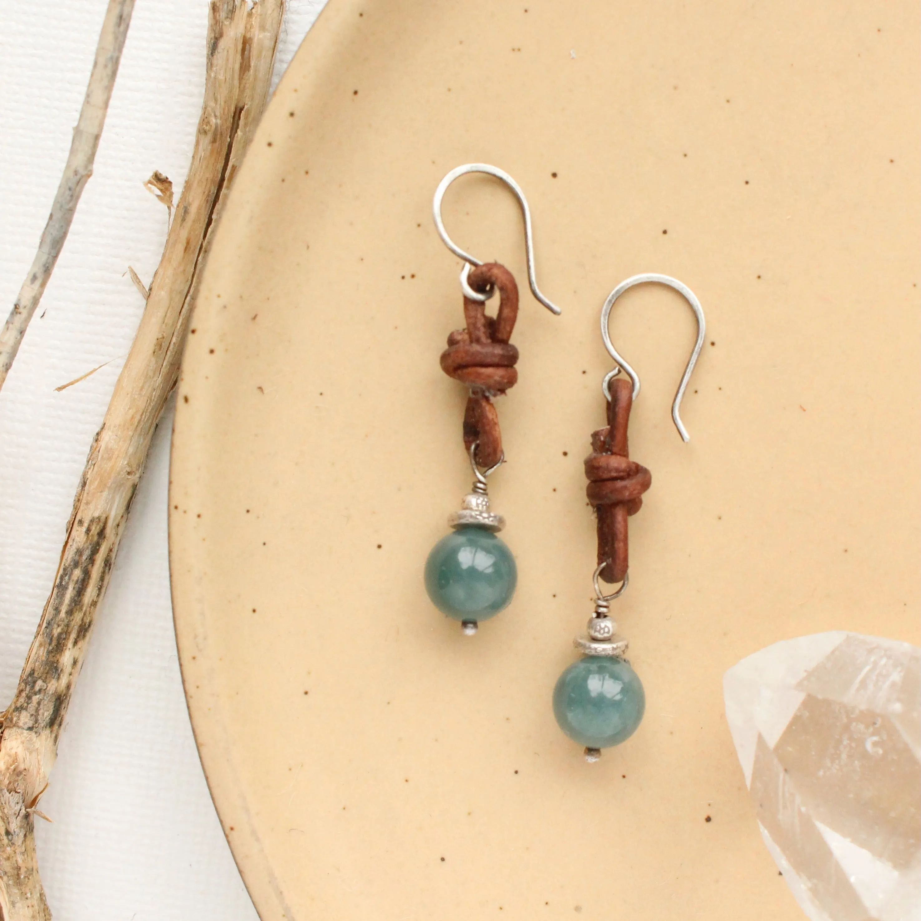 Jade Leather Earrings