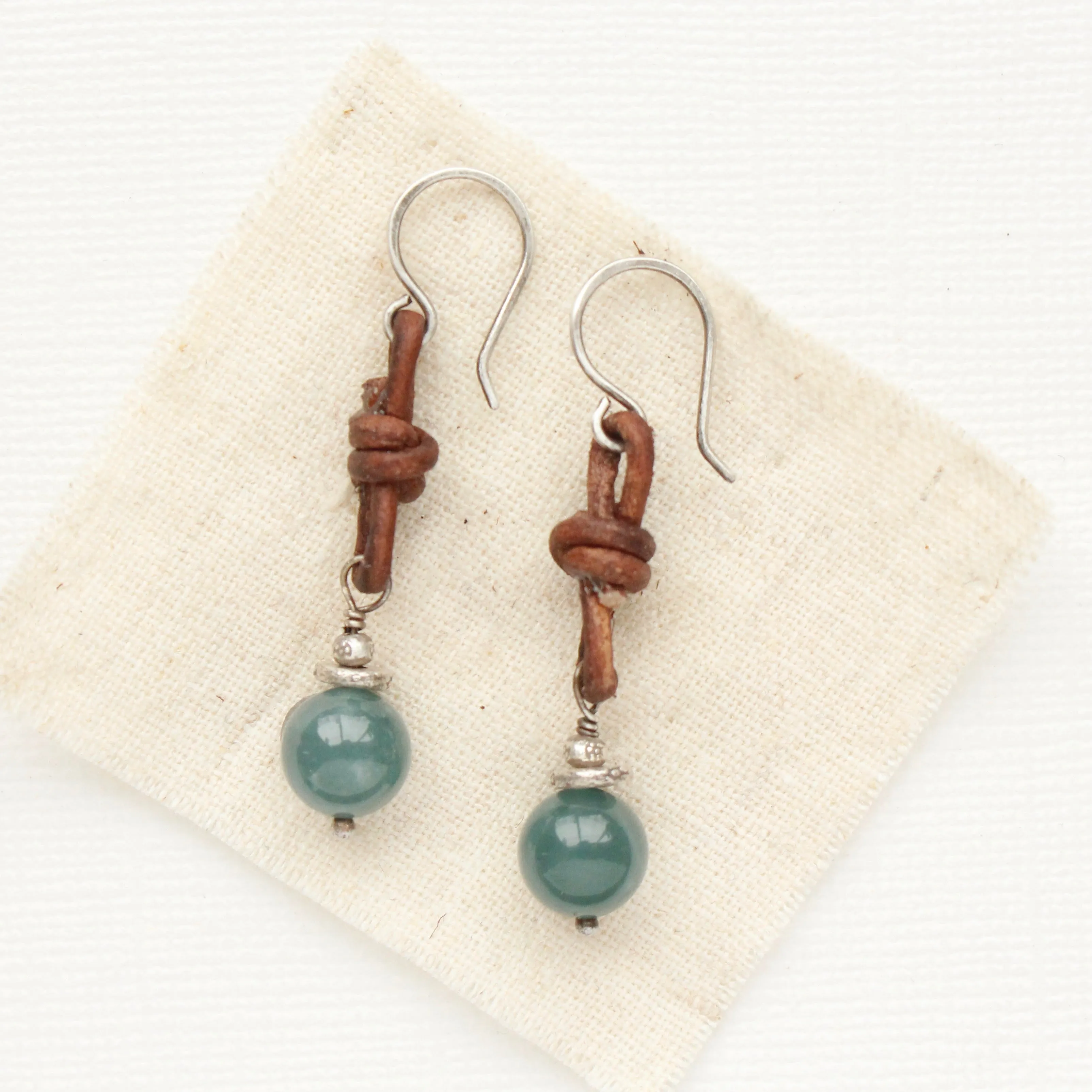 Jade Leather Earrings