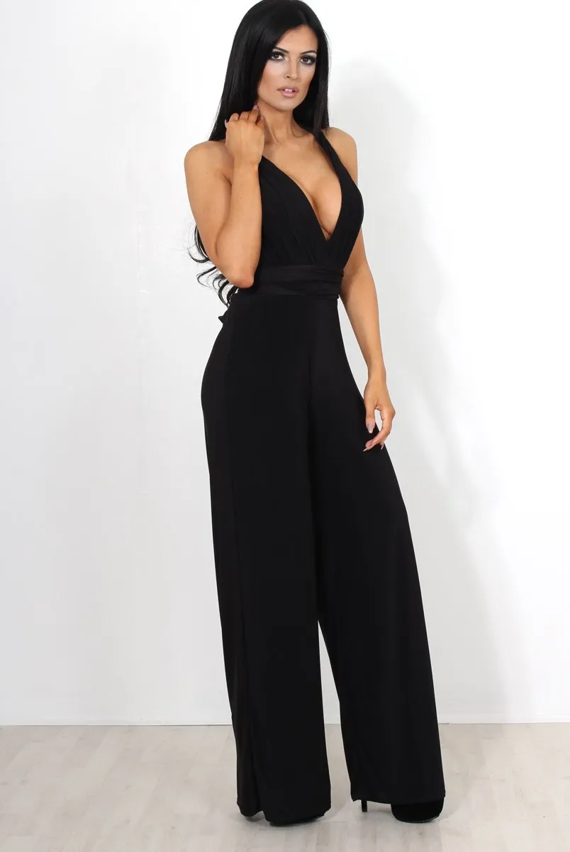 Jano Black Deep V Plunge Jumpsuit
