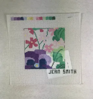 Jean Smith Design 16A-1 Pansy Garden Coaster