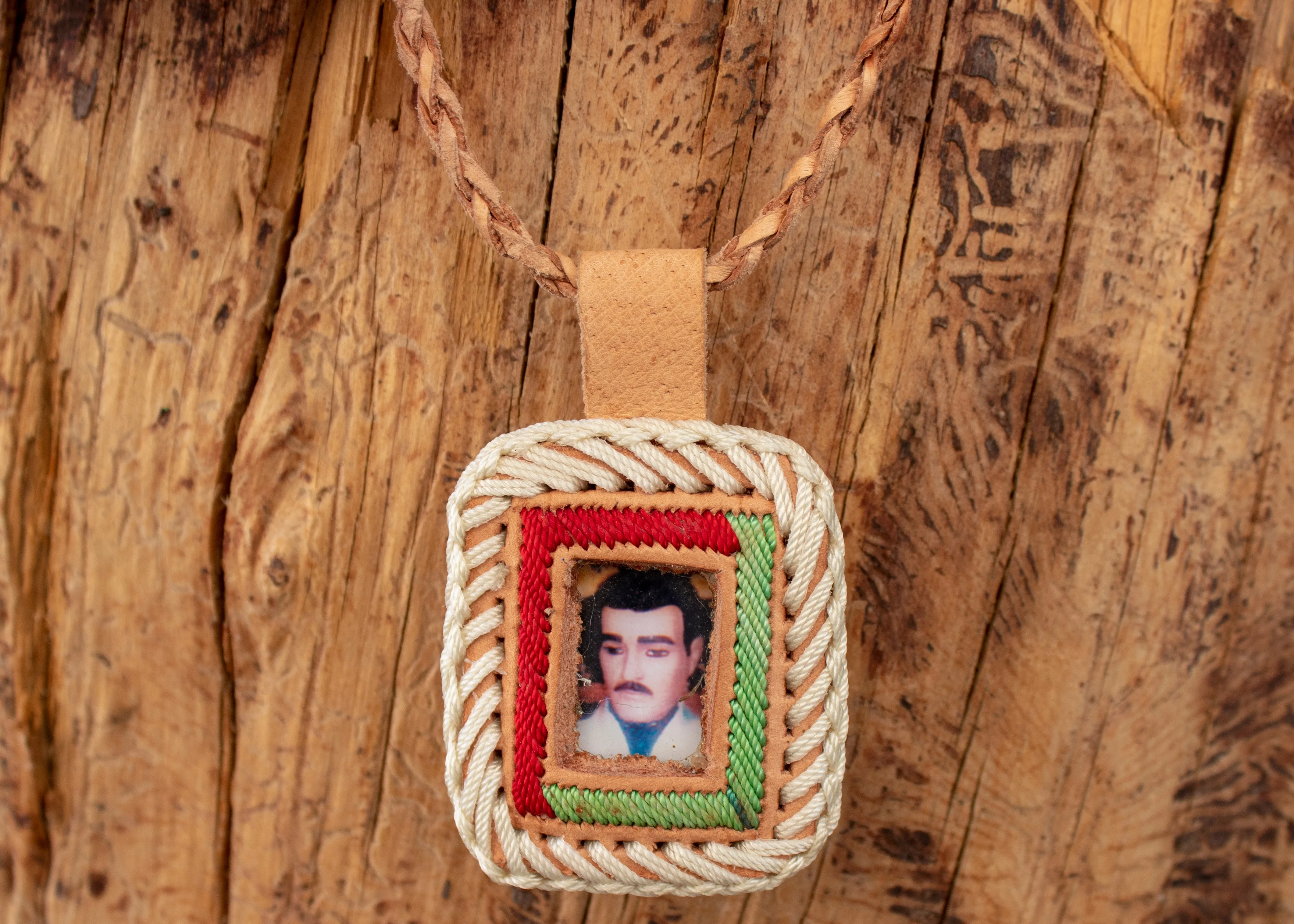 JESUS MALVERDE NARCO SAINT LEATHER NECKLACE PENDANT
